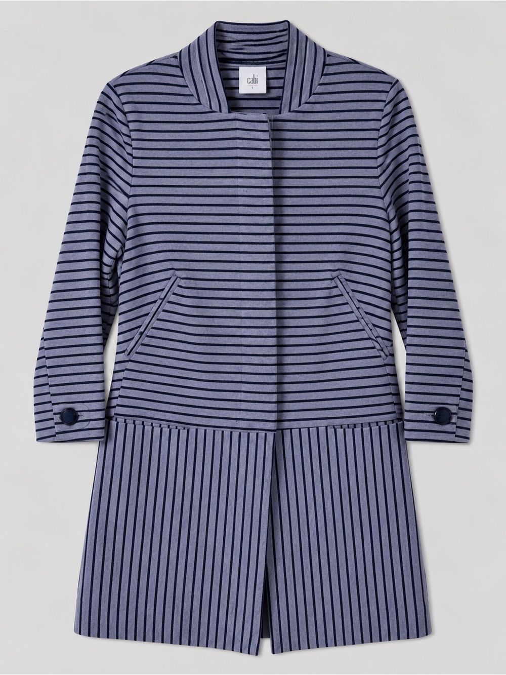 Anthropologie Cabi Striped Longline Knit Jacket Blazer Small Preppy Nautical
